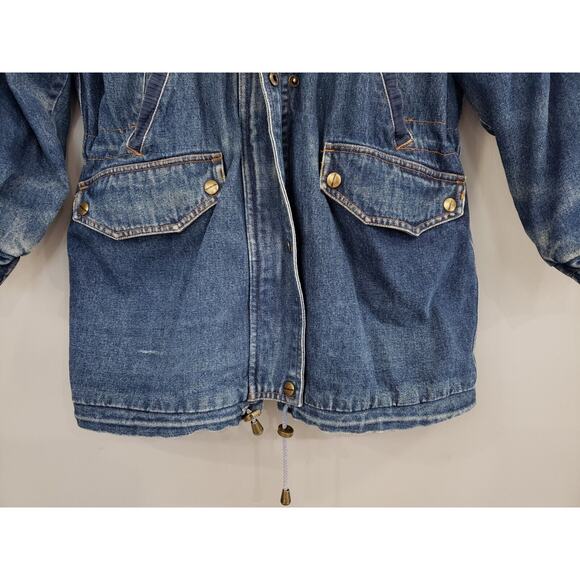 Vintage Monica Gray Denim Coat Jean Chore Farmer‎ Yellowstone Mom 80s 90s Garden - Picture 2 of 7